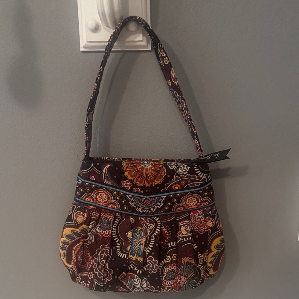Quilted Floral Paisley Small Shoulder Bag in Brown